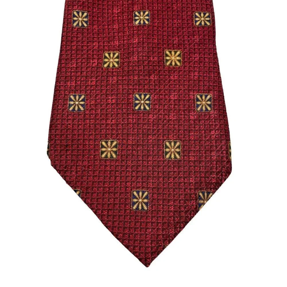Nautica Tie Men's Necktie Silk Maroon Squares Classic Office